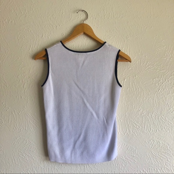 Petite Emma James Sleeveless Top White/Black - Picture 2 of 3